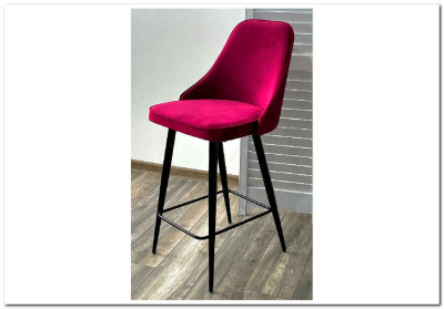 Полубарный стул NEPAL-PB ВИННЫЙ 16 велюр/ черный каркас (H=68cm)