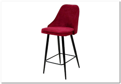Полубарный стул NEPAL-PB ВИННЫЙ 16 велюр/ черный каркас (H=68cm)