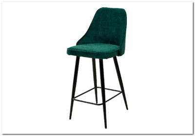Полубарный стул NEPAL-PB ЗЕЛЕНЫЙ 19 велюр/ черный каркас (H=68cm)