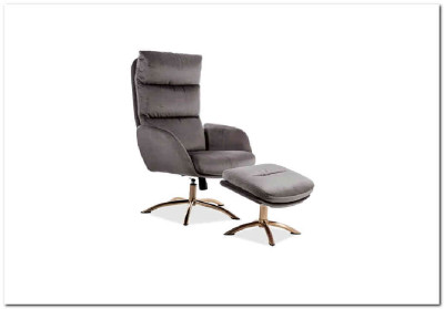 Комплект MONROE VELVET BLUVEL 14, кресло+подставка для ног  Signal (серый)