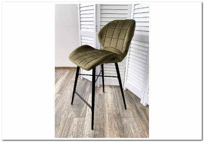 Полубарный стул MARCEL BLUVEL-77 ASH GREEN (H=65cm) велюр