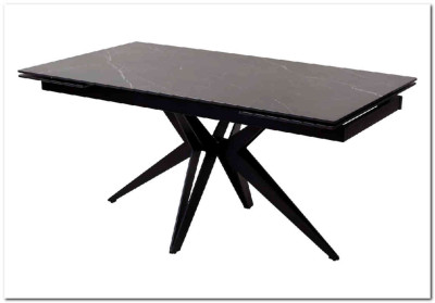 Стол FORIO 160 MATT BLACK MARBLE SINTERED STONE/ BLACK