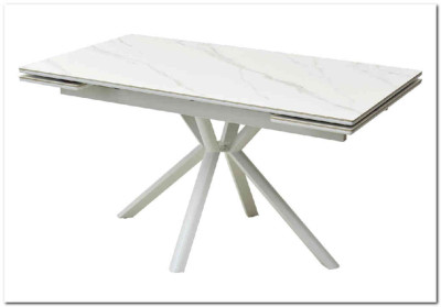 Стол МОНАКО 140 (+300Х2) Белый матовый К-3, керамика / Белый