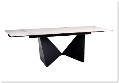 Стол обеденный Signal PETERSON Ceramic 160 раскладной (Statuario Venato белый/черный мат)