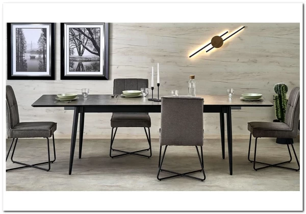 Стол обеденный Halmar CHARLES 180 раскладной (серый мрамор/черный) заказать в Осколе по цене 74 489 руб. с доставкой в Старый Оскол, Губкин, Белгород