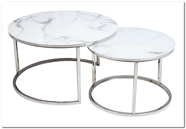 Комплект Signal ATLANTA B, 2 стола журнальных (эффект белого мрамора/хром) заказать в Осколе по цене 30 330 руб. с доставкой в Старый Оскол, Губкин, Белгород
