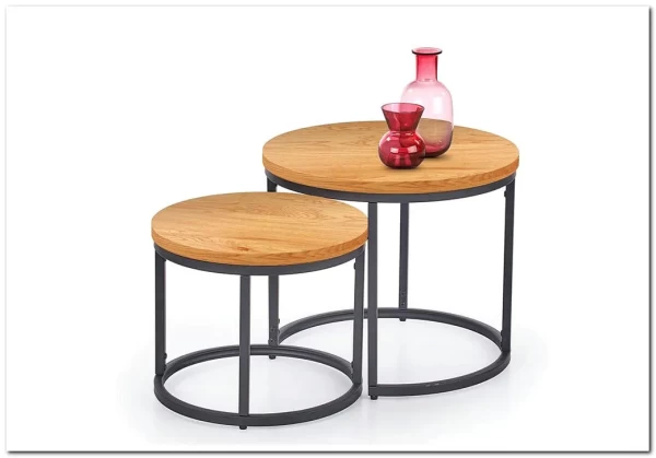 Комплект Halmar OREO 2 стола журнальных (дуб золотой/черный) заказать в Осколе по цене 14 926 руб. с доставкой в Старый Оскол, Губкин, Белгород