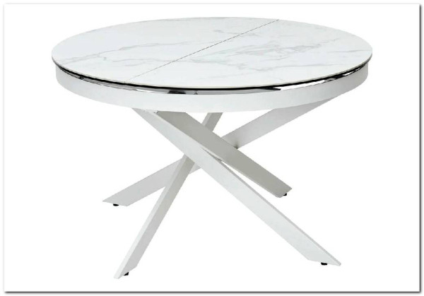 Стол TRENTO 120 HIGH GLOSS STATUARIO Белый мрамор глянцевый, керамика/ белый каркас заказать в Осколе по цене 73 620 руб. с доставкой в Старый Оскол, Губкин, Белгород