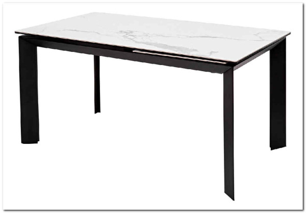 Стол CREMONA 140 HIGH GLOSS STATUARIO Белый мрамор глянцевый керамика/ черный каркас заказать в Осколе по цене 74 610 руб. с доставкой в Старый Оскол, Губкин, Белгород