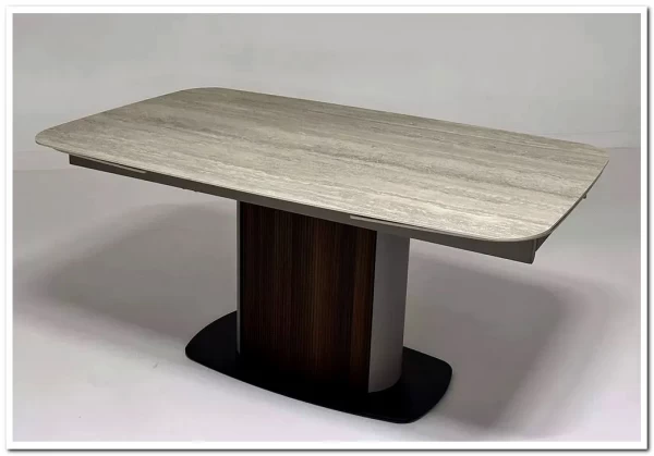 Стол DAGFINN 160 IVORY TRAVERTINE SOLID CERAMIC / Кофе / Орех, ®DISAUR заказать в Осколе по цене 95 600 руб. с доставкой в Старый Оскол, Губкин, Белгород