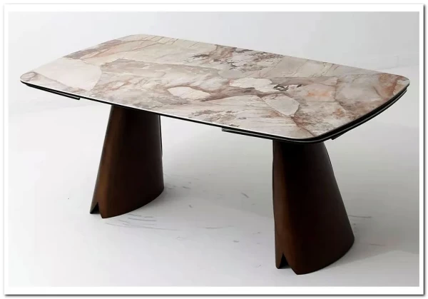 Стол IMBERT 180 GLOSS PATAGONIA, керамика на стекле/ брашированный каркас, цвет медный, ®DISAUR заказать в Осколе по цене 153 300 руб. с доставкой в Старый Оскол, Губкин, Белгород