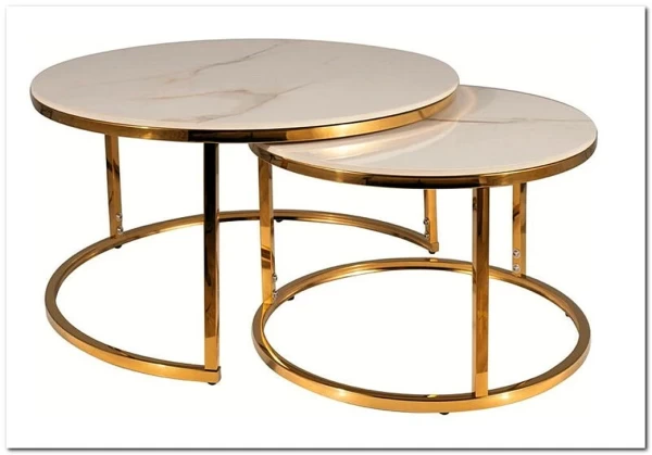 Комплект Signal PORTAFINO A, 2 стола журнальных (белый/золотой) заказать в Осколе по цене 33 551 руб. с доставкой в Старый Оскол, Губкин, Белгород