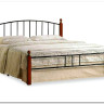 Купить Кровать AT-915 дерево гевея/металл 160*200 (Queen bed), красный дуб/черный с доставкой по России по цене производителя можно в магазине Другая Мебель в Старом Осколе