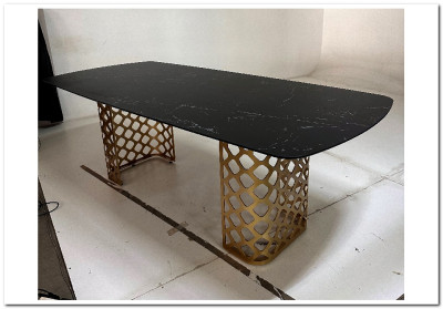 Стол CHIAVARI 220 KL-116 Черный мрамор матовый, итальянская керамика / бронзовый, DISAUR