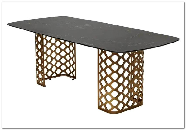 Стол CHIAVARI 220 KL-116 Черный мрамор матовый, итальянская керамика / бронзовый, DISAUR заказать в Осколе по цене 96 480 руб. с доставкой в Старый Оскол, Губкин, Белгород