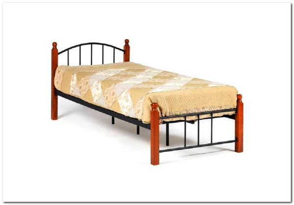 Купить Кровать AT-915 дерево гевея/металл 90*200 (Single bed), красный дуб/черный с доставкой по России по цене производителя можно в магазине Другая Мебель в Старом Осколе