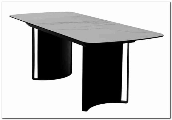 Стол RASMUS 160 TL-45 Белый мрамор, испанская керамика / черный каркас, DISAUR заказать в Осколе по цене 95 250 руб. с доставкой в Старый Оскол, Губкин, Белгород