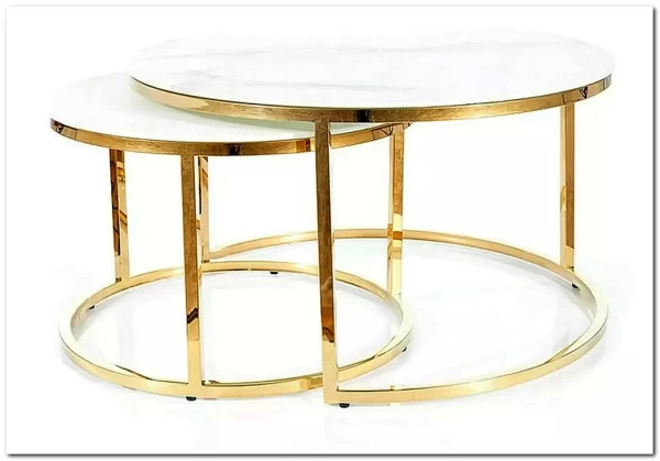 Комплект Signal MUSE, 2 стола журнальных эффект белого мрамора/золотой заказать в Осколе по цене 63 068 руб. с доставкой в Старый Оскол, Губкин, Белгород