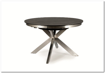 Стол обеденный Signal PORTO Ceramic 120 раскладной (темно-серый мрамор/сталь мат)