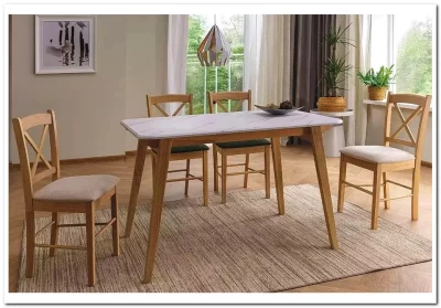 Стол обеденный Signal MARCUS 120 (эффект белого мрамора/дуб)