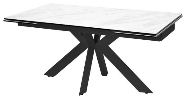 Стол BELLUNO 160 MARBLES KL-99 Белый мрамор матовый, итальянская керамика/ черный каркас заказать в Осколе по цене 124 150 руб. с доставкой в Старый Оскол, Губкин, Белгород