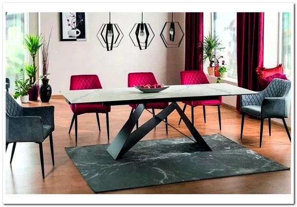 Стол обеденный Signal WESTIN III Ceramic 180 раскладной (белый мрамор/черный мат) заказать в Осколе по цене 163 538 руб. с доставкой в Старый Оскол, Губкин, Белгород