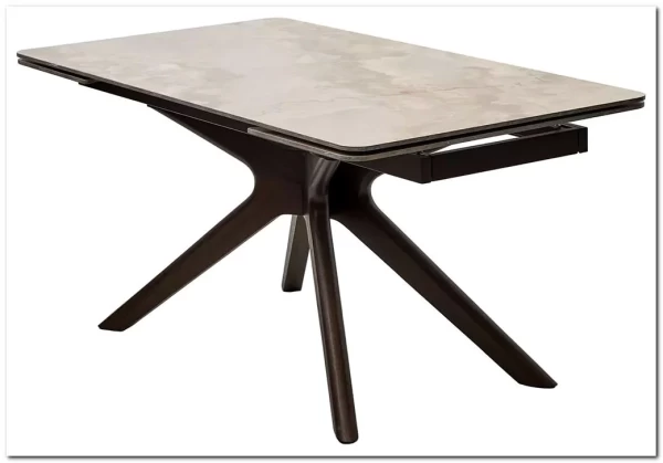 Стол ЭДЕР (EDER) 160 цвет АМБЕР ЖАДЕ (GLOSS AMBER JADE SOLID CERAMIC) / ОРЕХ, ®DISAUR заказать в Осколе по цене 105 300 руб. с доставкой в Старый Оскол, Губкин, Белгород