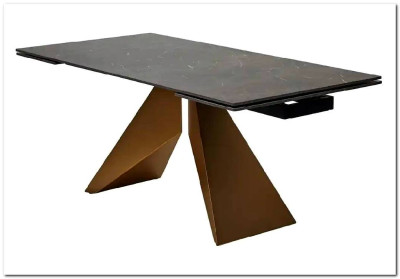 Стол ALES 180 BLACK GRAVE SOLID CERAMIC, керамика / бронзовый, DISAUR