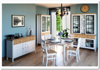 Шкаф для посуды Сканди 1 стеклянная 1 глухая дверь и ящик белый/антик 