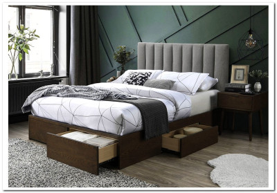 Кровать с ящиками HALMAR GORASHI 160 серый / орех