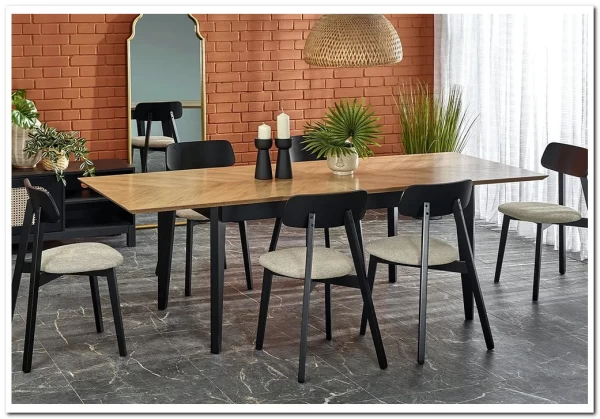 Стол обеденный Halmar EDMONDO 160 раскладной (дуб/черный) заказать в Осколе по цене 104 586 руб. с доставкой в Старый Оскол, Губкин, Белгород