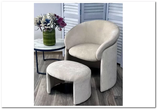 Кресло+оттоманка HUG AT5139-09 Св. бежевый, ткань/каркас металл в обивке AT5139-09 ®DISAUR заказать в Осколе по цене 25 500 руб. с доставкой в Старый Оскол, Губкин, Белгород Кресло+оттоманка HUG AT5139-09 Св. бежевый, ткань/каркас металл в обивке AT5139-09 ®DISAUR заказать в Осколе по цене 25 500 руб. с доставкой в Старый Оскол, Губкин, Белгород