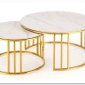 Комплект Halmar MERCURY 3, 2 стола журнальных (белый мрамор/золотой) заказать в Осколе по цене 57 327 руб. с доставкой в Старый Оскол, Губкин, Белгород