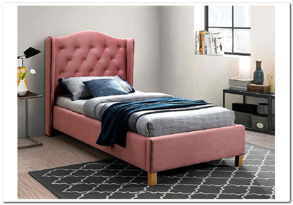 Кровать Signal ASPEN VELVET BLUVEL 52 (античный розовый/дуб) 90/200 заказать в Осколе по цене 52 214 руб. с доставкой в Старый Оскол, Губкин, Белгород