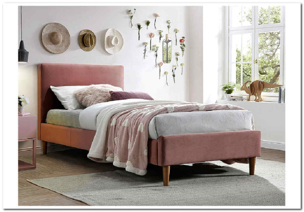 Кровать Signal ACOMA VELVET BLUVEL 52 (античный розовый/дуб) 90/200 заказать в Осколе по цене 35 086 руб. с доставкой в Старый Оскол, Губкин, Белгород
