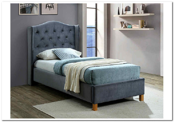 Кровать Signal ASPEN VELVET BLUVEL 14 (серый/дуб) 90/200 заказать в Осколе по цене 52 214 руб. с доставкой в Старый Оскол, Губкин, Белгород