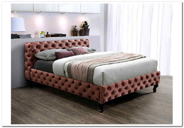 Кровать SIGNAL HERRERA VELVET 160, античный розовый / венге тк. BL52 заказать в Осколе по цене 85 268 руб. с доставкой в Старый Оскол, Губкин, Белгород