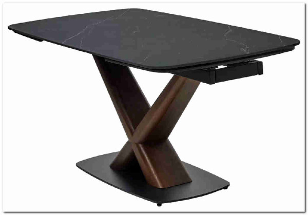 Стол BLANCO 160 MATT BLACK MARBLE SOLID CERAMIC / Орех, DISAUR заказать в Осколе по цене 102 000 руб. с доставкой в Старый Оскол, Губкин, Белгород