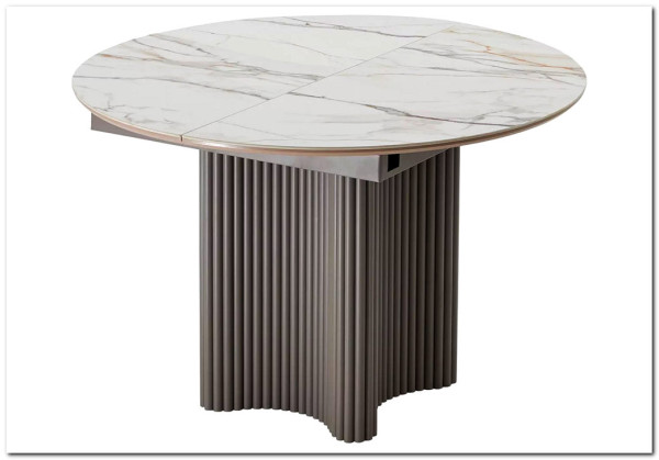 Стол АДАЖИО 115 КРУГЛЫЙ GILT WHITE, керамика / Латте каркас заказать в Осколе по цене 60 650 руб. с доставкой в Старый Оскол, Губкин, Белгород