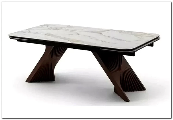 Стол МАНХЭТТЕН 200 цвет СВЕТЛЫЙ БЕЖ ( DRAC COLD XLIM), керамика / Орех Карни натуральный заказать в Осколе по цене 111 300 руб. с доставкой в Старый Оскол, Губкин, Белгород