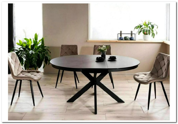 Стол обеденный Signal PORTO Ceramic 120 раскладной (темно-серый мрамор/черный мат) заказать в Осколе по цене 135 701 руб. с доставкой в Старый Оскол, Губкин, Белгород