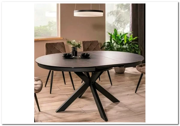 Стол обеденный Signal PORTO Ceramic 120 раскладной (темно-серый мрамор/черный мат) заказать в Осколе по цене 135 701 руб. с доставкой в Старый Оскол, Губкин, Белгород