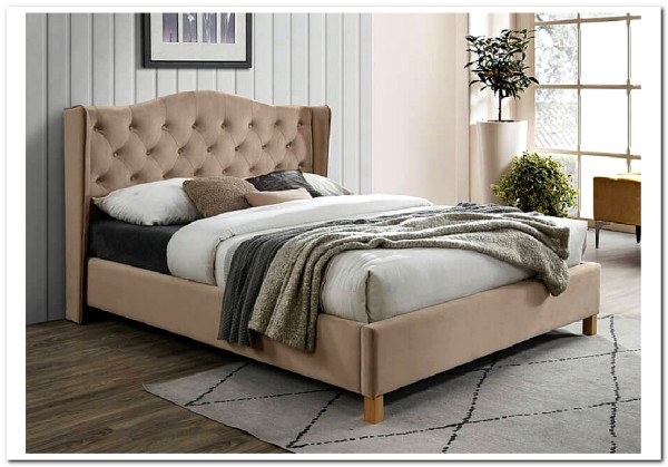 Кровать Signal ASPEN VELVET BLUVEL 28 (бежевый/дуб) 160/200 заказать в Осколе по цене 62 781 руб. с доставкой в Старый Оскол, Губкин, Белгород