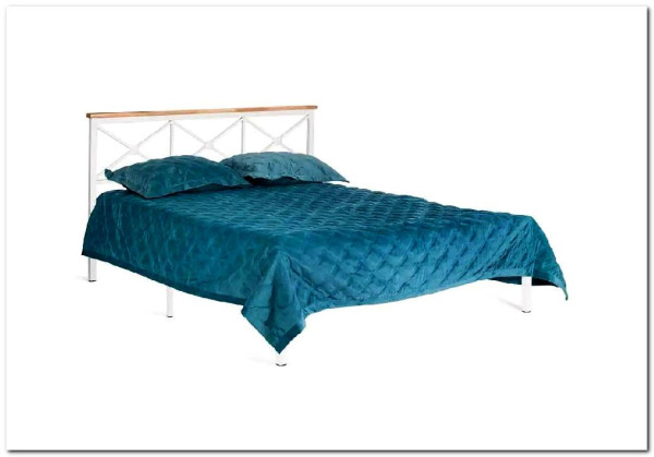 Купить Кровать Iris (mod.9311) дерево гевея/металл, 160*200 см (Queen bed), Белый (White) с доставкой по России по цене производителя можно в магазине Другая Мебель в Старом Осколе