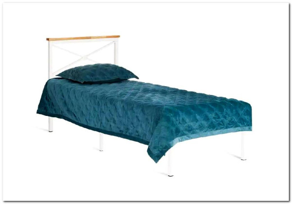 Купить Кровать Iris (mod.9311) дерево гевея/металл, 90*200 см (Single bed), Белый (White) с доставкой по России по цене производителя можно в магазине Другая Мебель в Старом Осколе