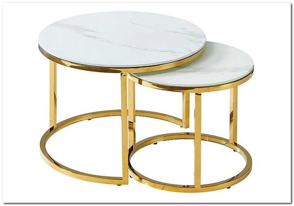 Комплект Signal MUSE II, 2 стола журнальных (эффект белого мрамора/золотой) заказать в Осколе по цене 43 584 руб. с доставкой в Старый Оскол, Губкин, Белгород