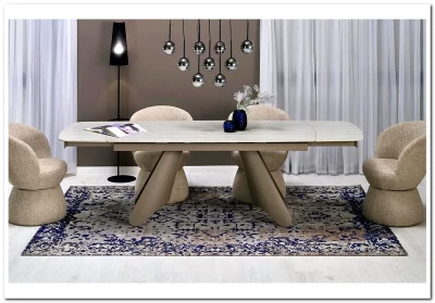 Стол обеденный Halmar SALIX 180 (травертин/кашемир)