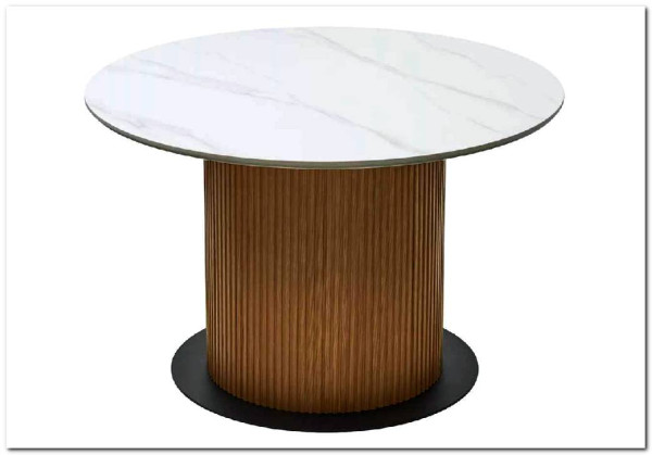 Стол MESA D120 цвет БЕЛЫЙ МРАМОР M326 / Каркас OAK, DISAUR заказать в Осколе по цене 68 300 руб. с доставкой в Старый Оскол, Губкин, Белгород