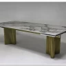 Стол АДАЖИО-2 240 (320) см ARCTIC OCEAN, керамика / Золотой каркас заказать в Осколе по цене 123 150 руб. с доставкой в Старый Оскол, Губкин, Белгород